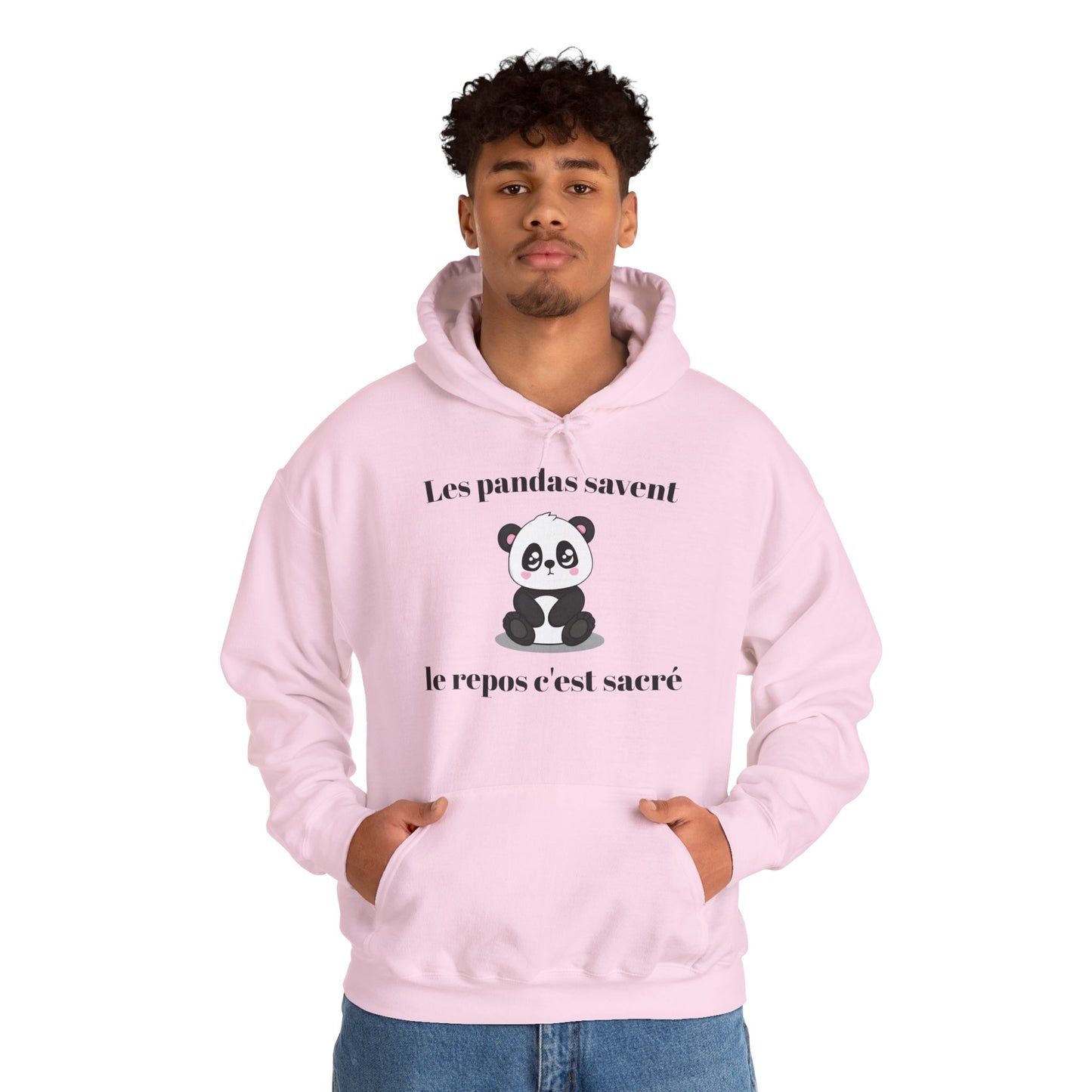 Hoodie unisexe "Les pandas savent, le repos c'est sacré" avec notre adorable petit panda.