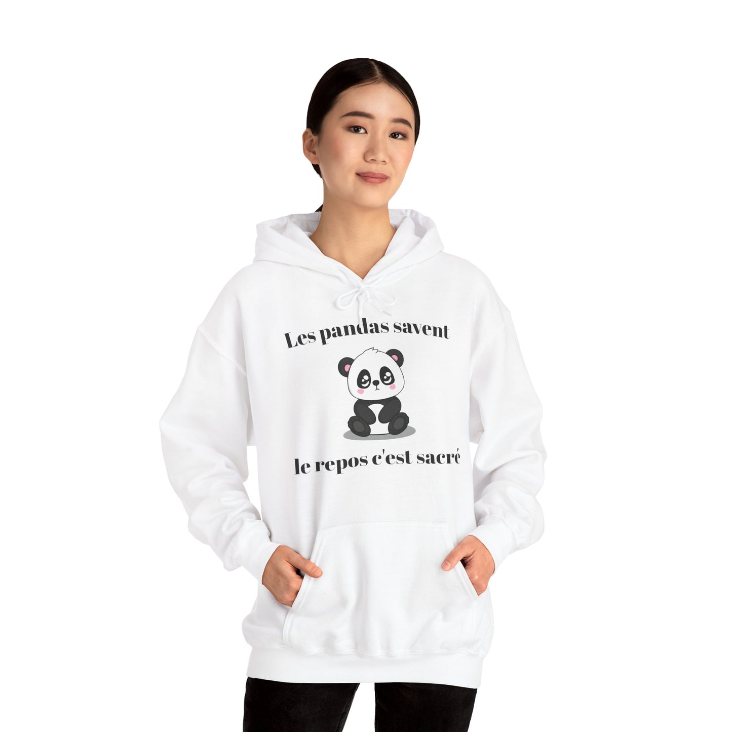 Hoodie unisexe "Les pandas savent, le repos c'est sacré" avec notre adorable petit panda.