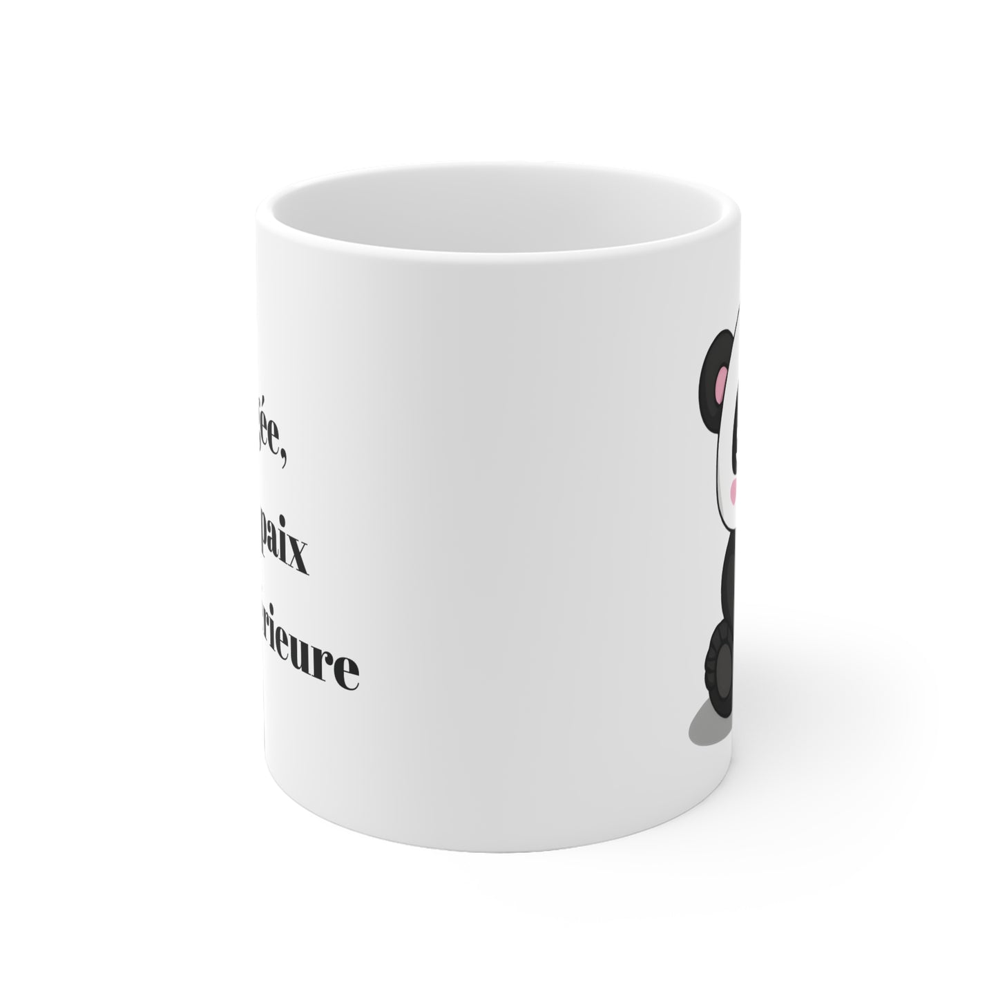 Mug en céramique "Petite gorgée, grande paix intérieure" avec notre adorable petit panda.