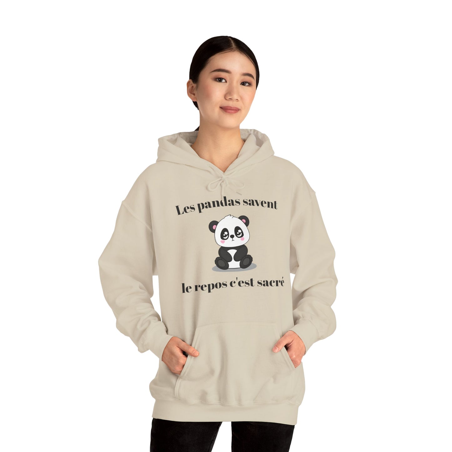 Hoodie unisexe "Les pandas savent, le repos c'est sacré" avec notre adorable petit panda.