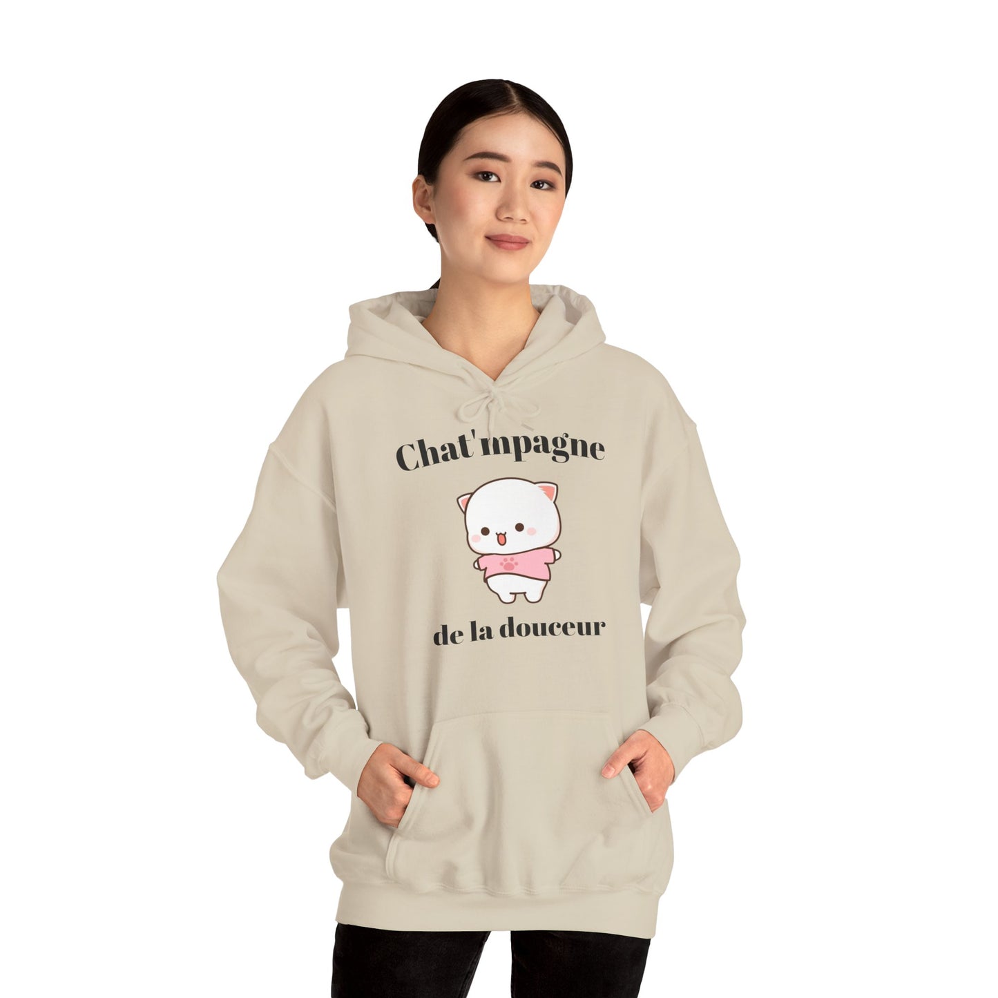 Hoodie unisexe "Chat'mpagne de la douceur" avec notre adorable petit chat.